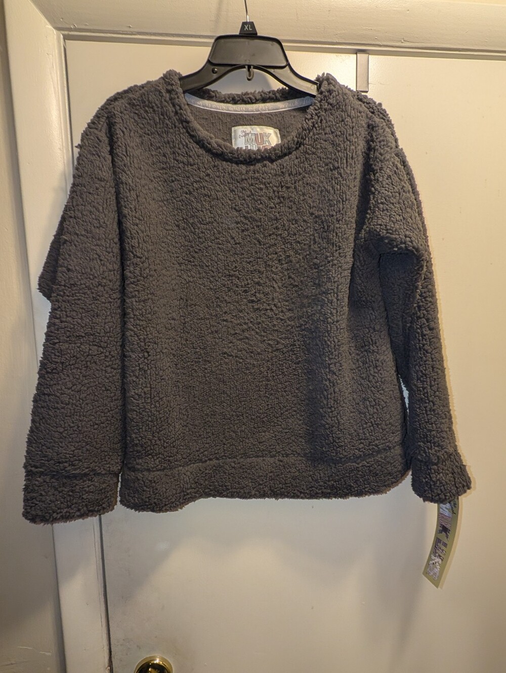 3/$20 Muk Luks Charcoal Sherpa Crew Neck Pullover